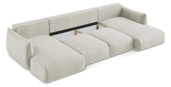Divano angolare beige allungabile (a U) Leila – Makamii