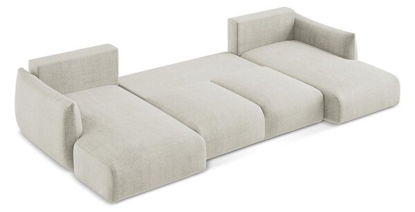 Divano angolare beige allungabile (a U) Leila – Makamii