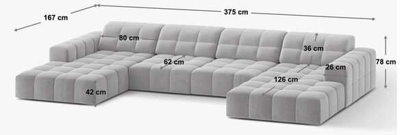 Divano angolare beige (a U) con rivestimento in ciniglia Chicago – Cosmopolitan Design