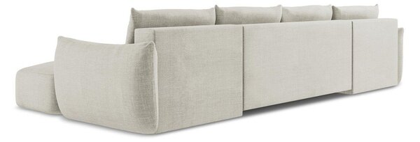 Divano angolare beige allungabile (a U) Leila – Makamii