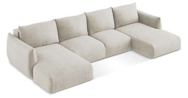 Divano angolare beige allungabile (a U) Leila – Makamii