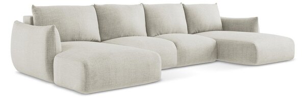 Divano angolare beige allungabile (a U) Leila – Makamii