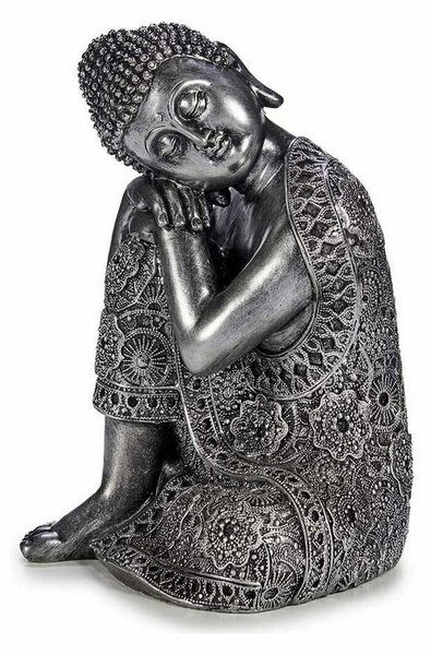 Statua Decorativa Buddha Seduto Argentato 20 x 30 x 20 cm (4 Unità)