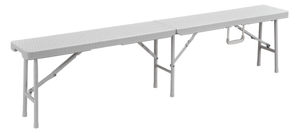 Panchina Pieghevole da Giardino 180x25x43 cm in HDPE Bianco