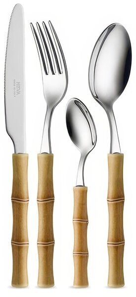 Servizio posate da 24 pezzi Neva Posateria Creativa Collezione BMBOO Realizzato in acciaio inox 18/10 e 100% Made in Italy Colore Beige
