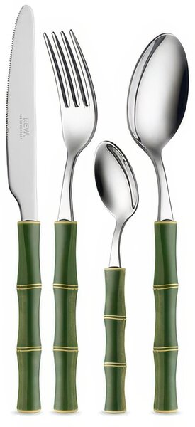 Servizio posate da 24 pezzi Neva Posateria Creativa Collezione BMBOO Realizzato in acciaio inox 18/10 e 100% Made in Italy Colore Verde