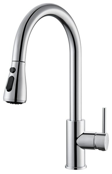 Solidchoice - Rubinetto da cucina con soffione estraibile ad alta pressione, finitura cromata