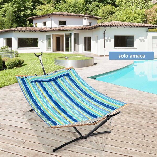 Costway Amaca portatile con barre di diffusione e cuscino staccabile, Amaca per esterni e interni Blu e verde