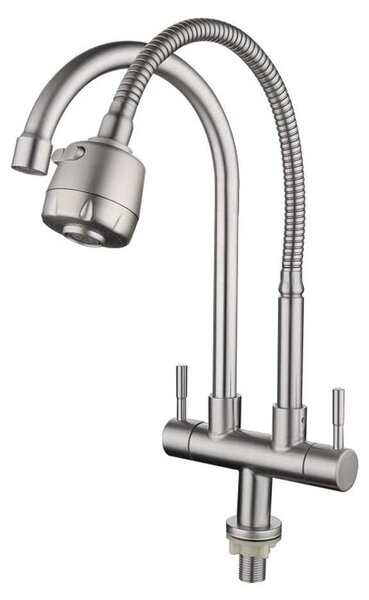 Solidchoice - Rubinetto da cucina in acciaio inossidabile con due maniglie e design girevole