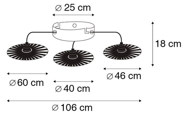 Plafoniera rurale nera a 3 luci - Leia