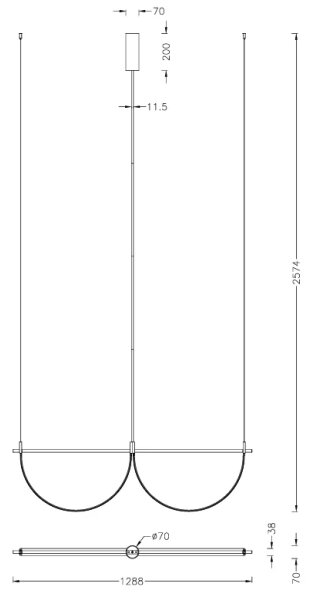 MAXLIGHT P0688 - Lampadario LED a sospensione su cavo VICTORIA LED/40W/230V CRI 90 nero