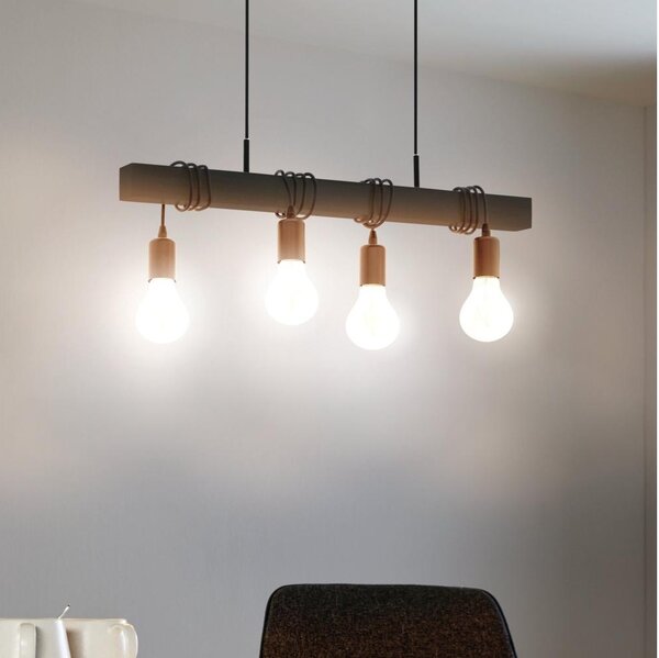 Eglo 44061 - Lampadario a cavo TOWNSHEND 4xE27/40W/230V nero