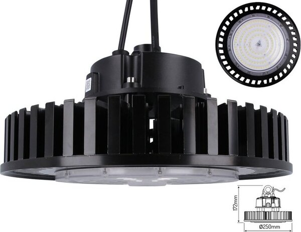 100W LED high bay spotlight bianco neutro 4000K Ø25cm 13000lm 120° UFO High Bay illuminazione industriale, illuminazione del capannone, faretto per officina impermeabile IP65