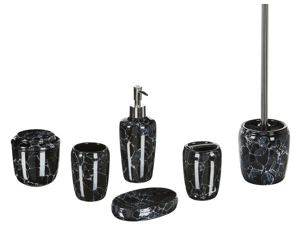 Set di 6 accessori da bagno in vetro di colore nero e bianco moderno scandinavo Beliani