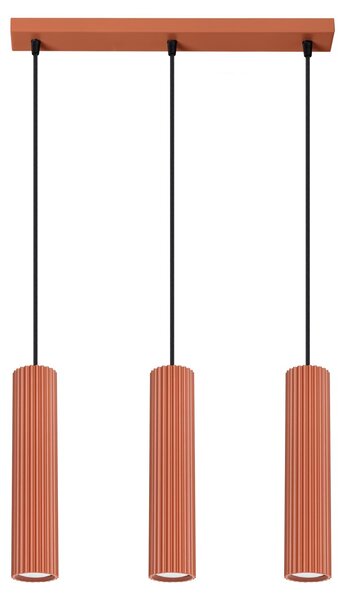 Lampada a sospensione KARBON 3L rosso ocra 3xGU10 10W alluminio 98x6.5x45cm Sollux Lighting