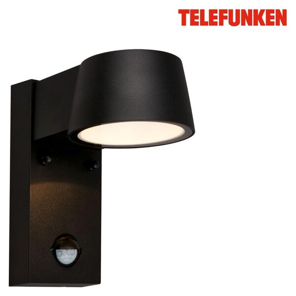 Lampada da parete Telefunken LED, rilevatore di movimento, sensore crepuscolare, nero