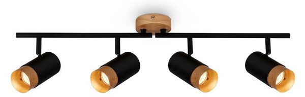 Faretto, nero, con legno, escl. 4xGU10/max.9W