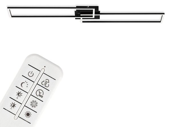 BRILONER FRAME Lampada da soffitto a LED, telecomando, dimmerabile, controllo della temperatura del colore CCT, orientabile, nero, 110 x 24,8 x 7,8 cm