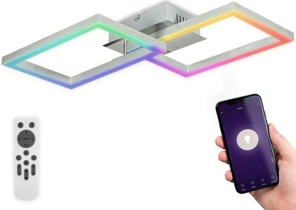 B.K.Licht Plafoniera LED smart WiFi, App e telecomando, controllo vocale, dimmerabile, CCT luce calda, neutra, fredda, colorata RGB, iOS & Android