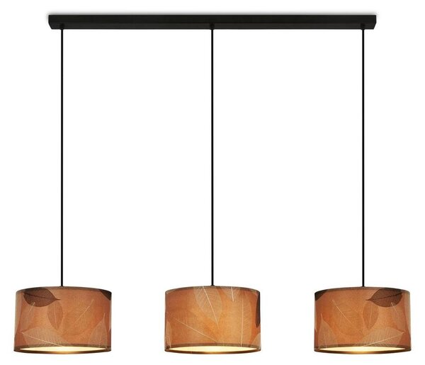 Lampada a sospensione Briloner Mata, decorazione a foglie, 3 luci, stile boho, attacco E27, color caffè, 110 x 25 x 120 cm
