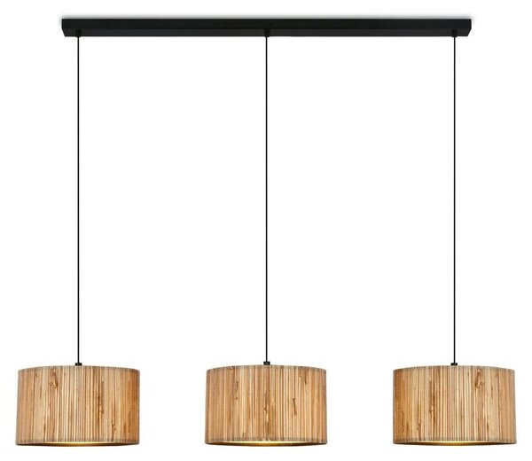 Lampada a sospensione Briloner Slama, paralume in alghe marine, 3 luci, stile boho, attacco E27, naturale, 110 x 25 x 120 cm