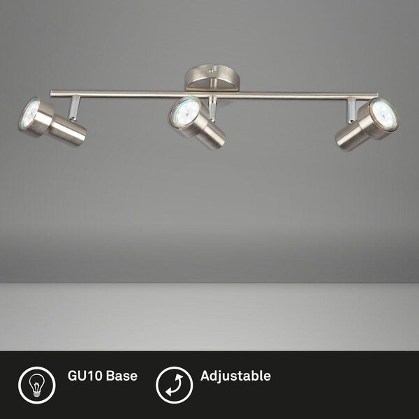 Lampada da soffitto LED Spot 3xGU10 orientabile 3000K 12W nichel opaco Briloner
