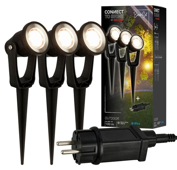 CONNECT TO SHINE Set iniziale Lilis con set di 3 faretti da giardino LED, IP65