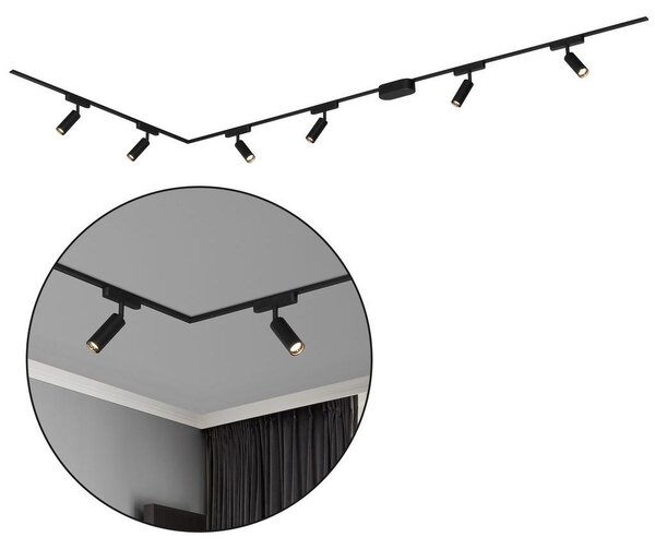 Sistema di binari Briloner Luxtrail, set completo, 6x faretti LED, a L, nero