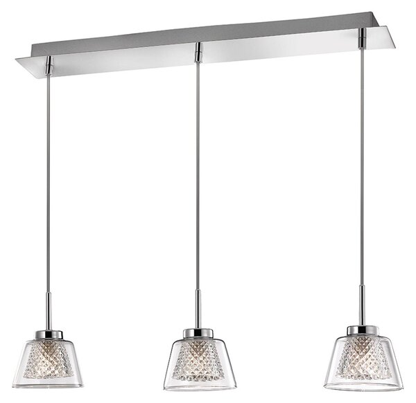 Nova Luce Boccale lampada a sospensione in vetro chiaro, cromo