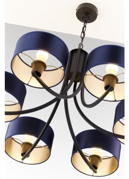 Jupiter 2102 - Lampadario a catena ARTHUR 6xE27/15W/230V blu/nero
