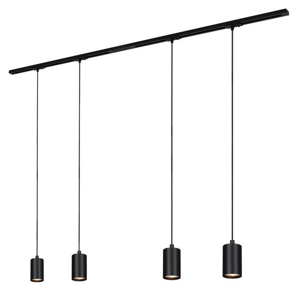 Sistema a binario Briloner Rail, set completo, 4x pendenti GU10, alimentazione, nero, 1,5 m