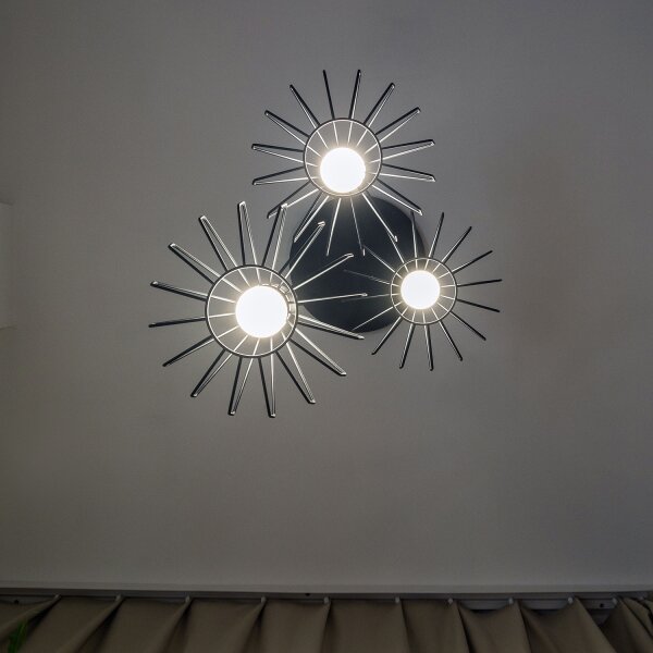 Lampadario a sospensione con cavo SOLANO 3xE27/15W/230V nero/cromo lucido