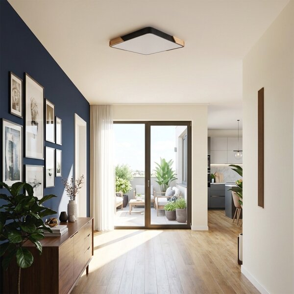 Brilagi - Plafoniera LED dimmerabile PILANA LED/48W/230V rovere/nero 56x56 cm + telecomando