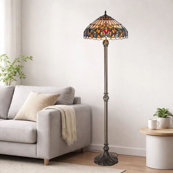 Brilagi - Lampada da terra in vetro Tiffany LUISA 2xE27/60W/230V