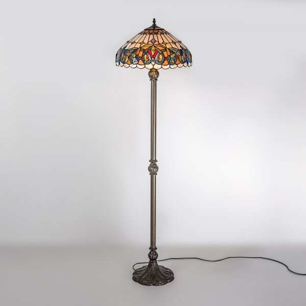 Brilagi - Lampada da terra in vetro Tiffany LUISA 2xE27/60W/230V