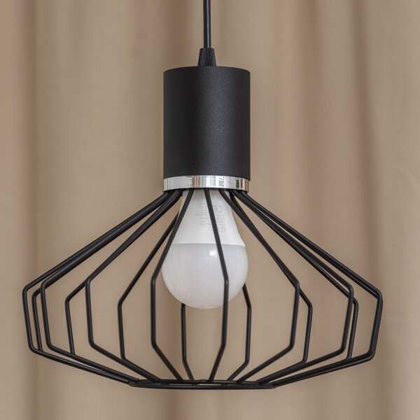 Lampadario sospeso con cavo SOLANO 1xE27/15W/230V nero/cromo lucido