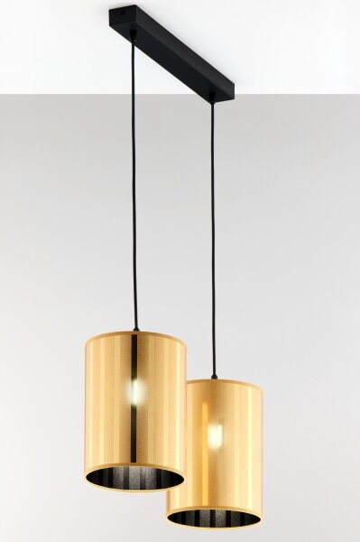 Jupiter 2091 - Lampadario a sospensione CORTINA con cavo 2xE27/15W/230V oro/nero