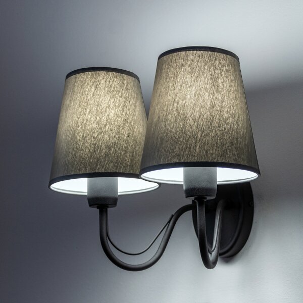 Lampada da parete MALBO 2xE27/15W/230V grigia/nera