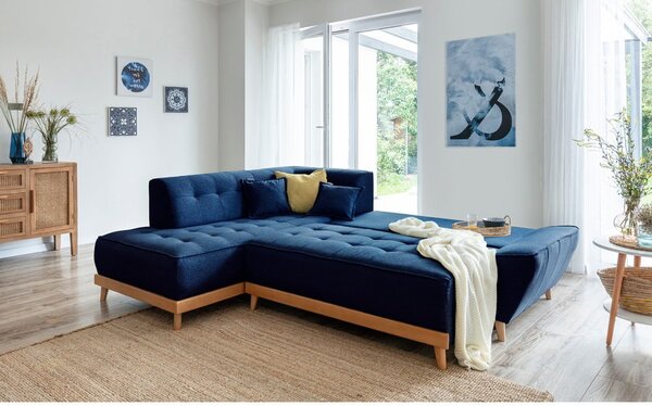 Divano letto angolare blu navy L, angolo sinistro Dazzling Daisy - Miuform