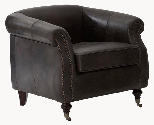 Poltrona in pelle con ruote Victor