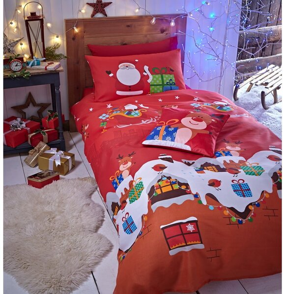 Set copripiumino e federa da bambini rosso per culla 120x150 cm Santa's Christmas Presents – Catherine Lansfield