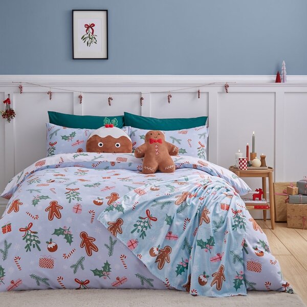 Biancheria da letto matrimoniale in microfibra blu 200x200 cm Gingerbread - Catherine Lansfield