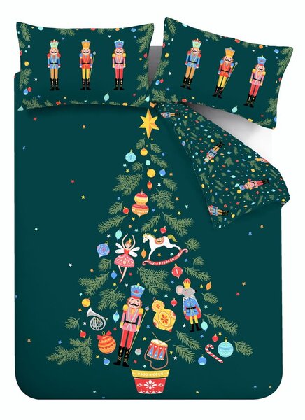 Biancheria da letto singola verde scuro 135x200 cm Nutcracker - Catherine Lansfield
