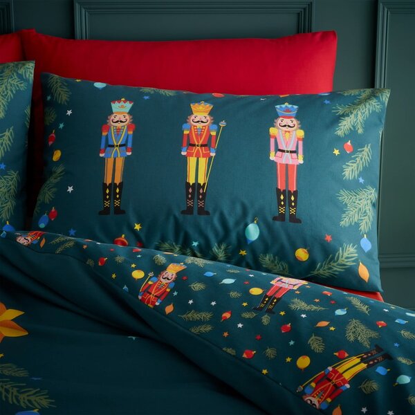 Biancheria da letto singola verde scuro 135x200 cm Nutcracker - Catherine Lansfield
