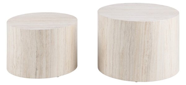Tavolini rotondi beige con decoro in pietra in set di 2 pezzi ø 58 cm Dice - Actona