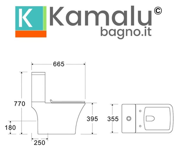 Kamalu wc con cassetta incorporata e uscita a muro | tetra-to10