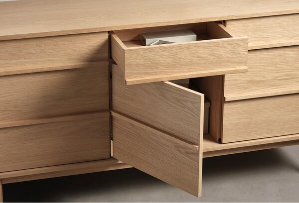 Cassettiera bassa in rovere decorato in colore naturale 75x140 cm Ponza - Unique Furniture