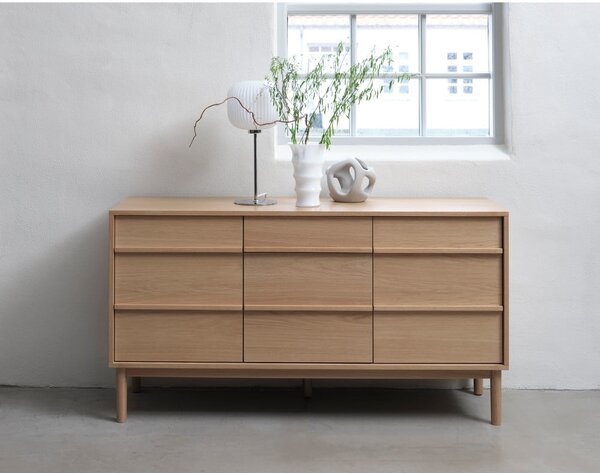 Cassettiera bassa in rovere decorato in colore naturale 75x140 cm Ponza - Unique Furniture