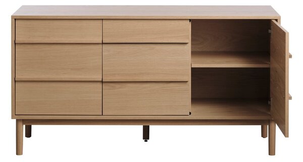 Cassettiera bassa in rovere decorato in colore naturale 75x140 cm Ponza - Unique Furniture