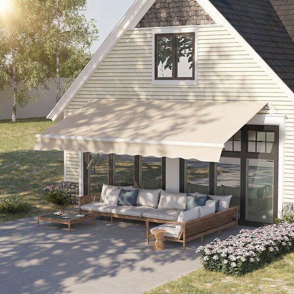 Outsunny Tenda da Sole a Bracci per Esterno con Manovella, in Metallo e Poliestere, 295x250 cm, Beige | Aosom Italy